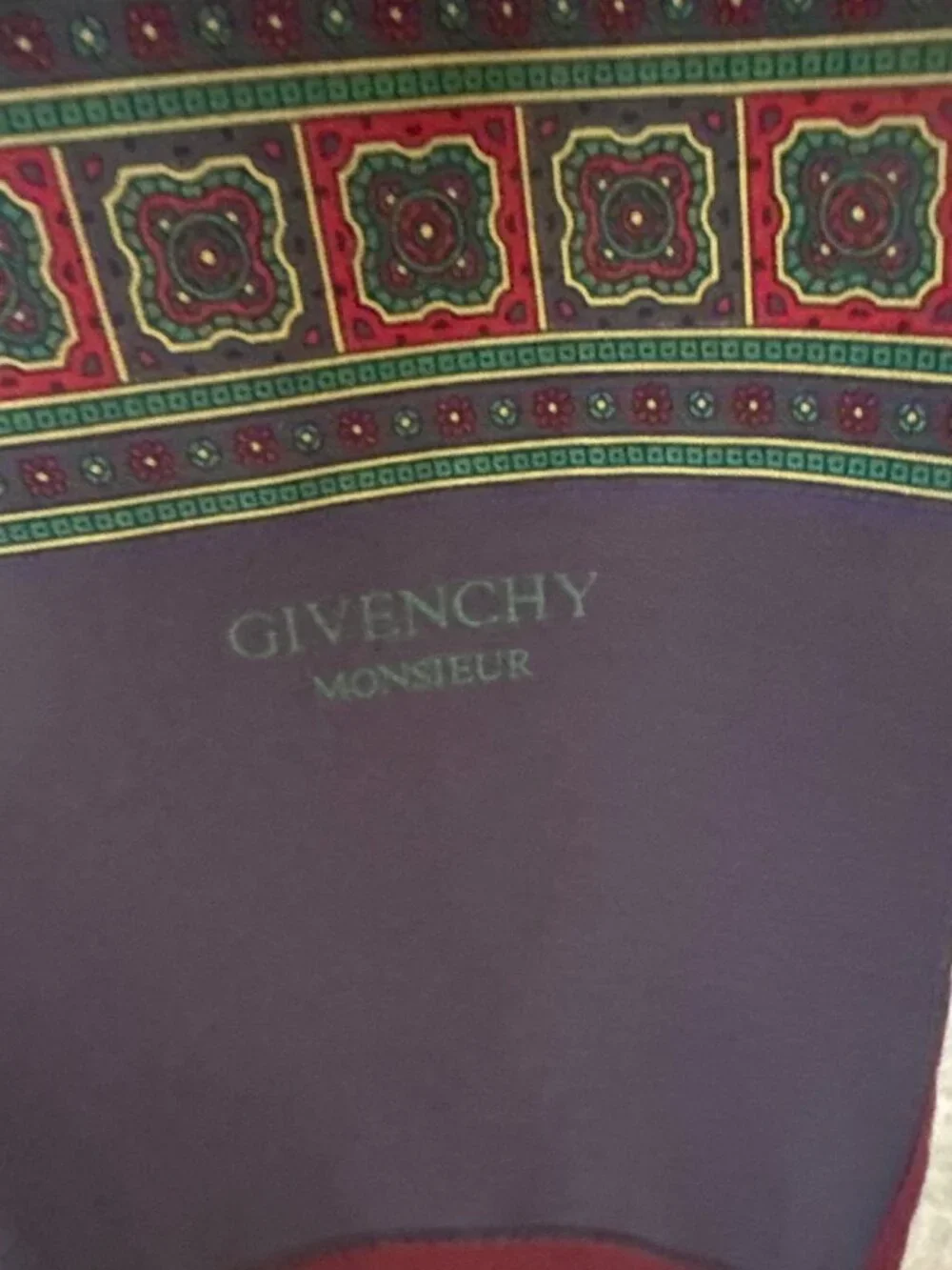 Vintage Givenchy Monsieur Scarf Made in Italy Geometric Medallion Rayon Blend 52